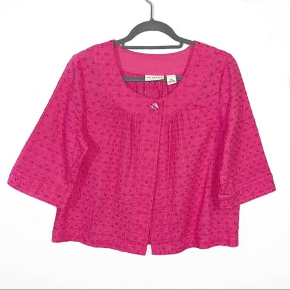 ⏰Kim Rogers sz MP pink 3/4 sleeve eyelet jacket